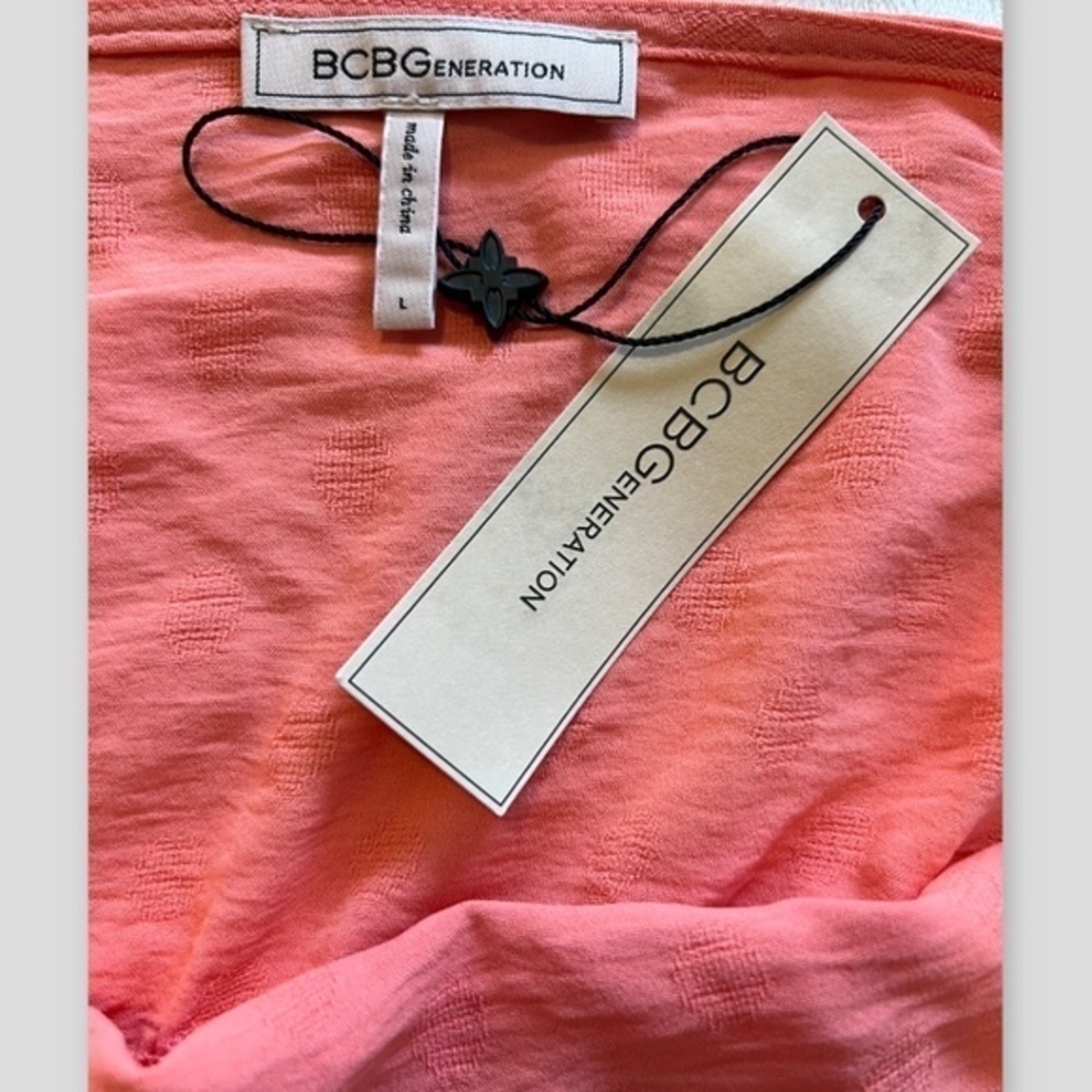 BCBGENERATION Ruffle Strap Smocked Top In Coral - Picture 8 of 10